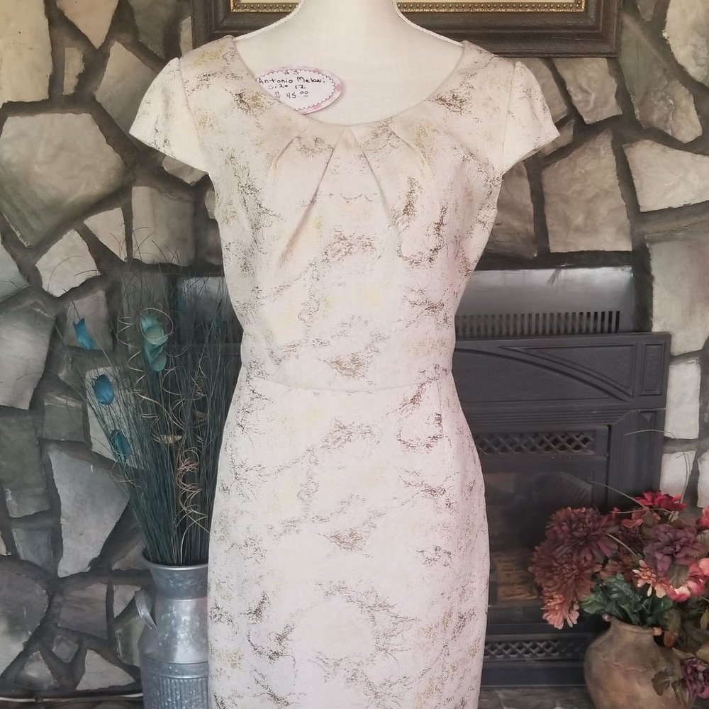 Antonio Melani Dress Cream & Gold Size Size 12 - Picture 10 of 12